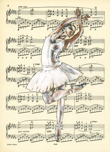 Framed ballerina XLIII- Vintage Music Page thumb