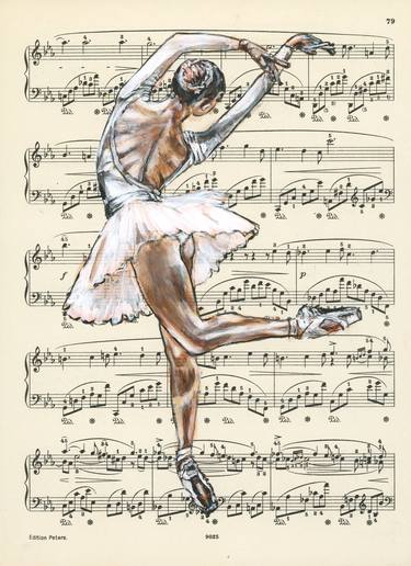 Framed ballerina XLIX- Vintage Music Page thumb