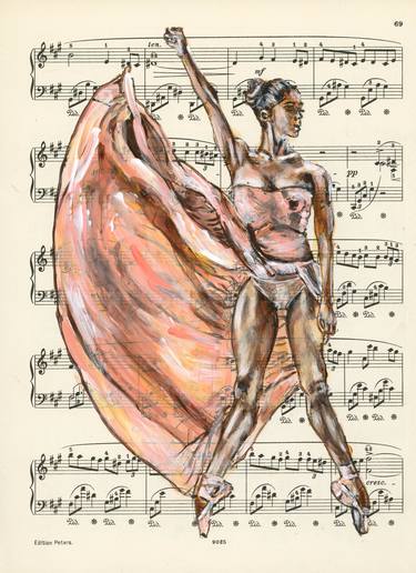 Framed ballerina LI- Vintage Music Page thumb
