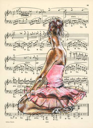 Framed ballerina L- Vintage Music Page thumb