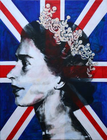 Queen Elizabeth II - Union Jack pop art portrait thumb