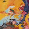 this artwork "Down and Deep in the Valley " is surreal abstract painting depicting the human presence standing out through time 

comes with frame and ready to hang