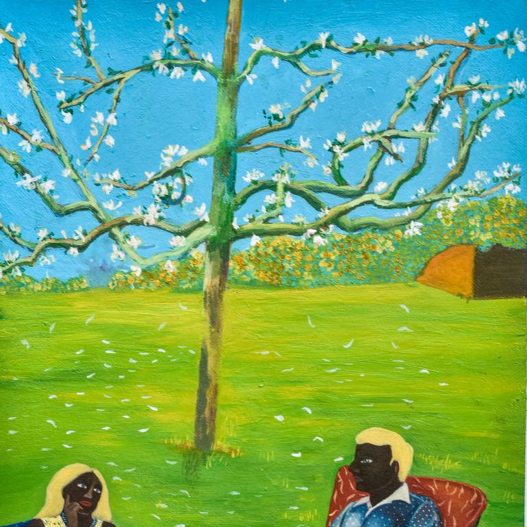 Original Art Deco Garden Painting by Ranga J