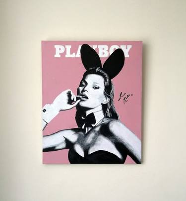 Original Kate Moss Playboy magazine painting.  22x18" thumb