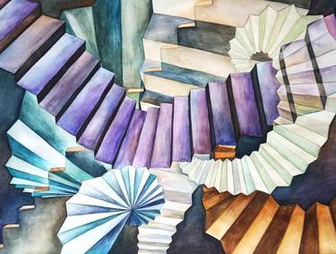 Abstract Watercolor Stairs Art thumb