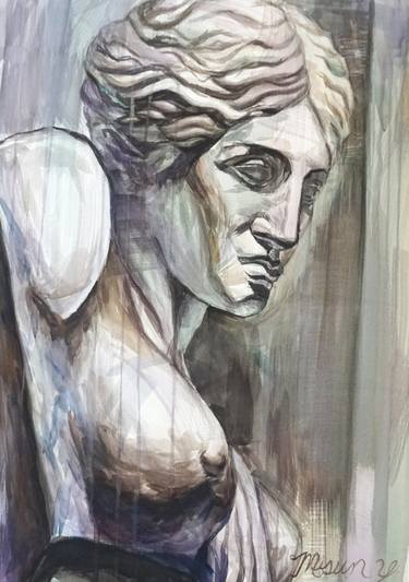 Athena Goddess of Wisdom Watercolor Art thumb