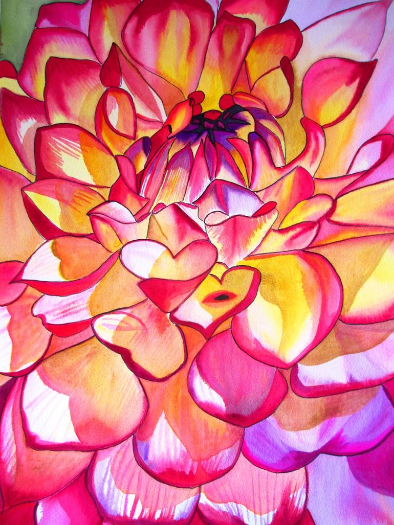 Pink Dahlia Painting by Sacha Grossel | Saatchi Art