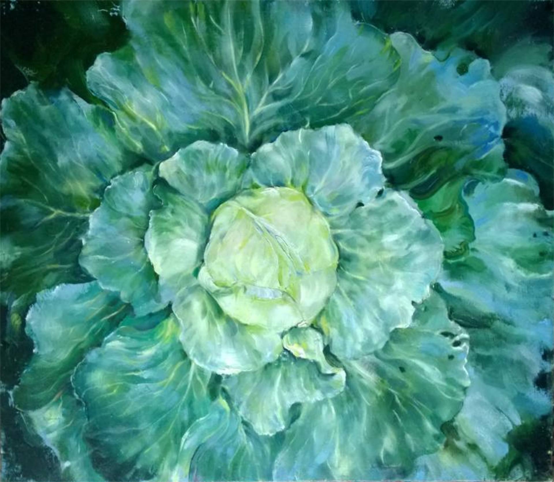 Cabbage Painting by Olga Devitte-Juutinen | Saatchi Art Finland