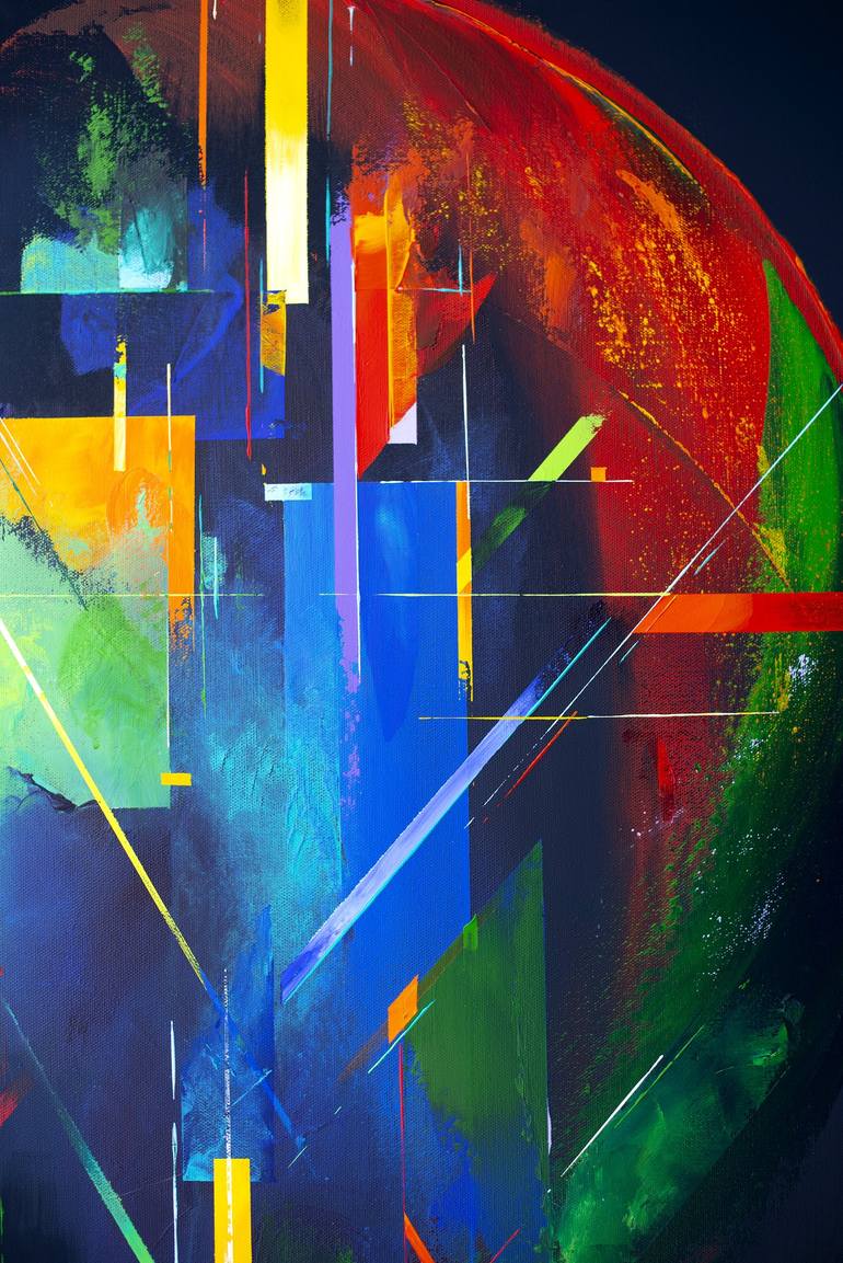 Original Abstract Cities Painting by Andrew Sechin