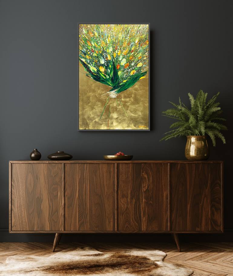 Original Abstract Floral Painting by Andrew Sechin