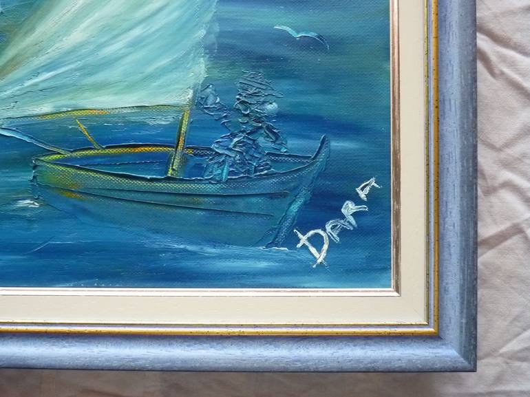 Original Abstract Sailboat Painting by Dara Art Treasures