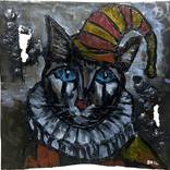 Wall Sculpture metal - Little Harlequin Cat by philippe BUIL
