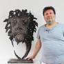 Sculpture representing a head of Lion made of steel lace and bronze.
This metal lace animal sculpture is made using a drip technique of steel and bronze. This technique guarantees that each piece is unique.
Steel base : 3 x 32 x 42 cm
Varnished sculpture, signed and accompanied by its certificate of authenticity.
Height 96 cm - Length 65 cm - Depth 38 cm