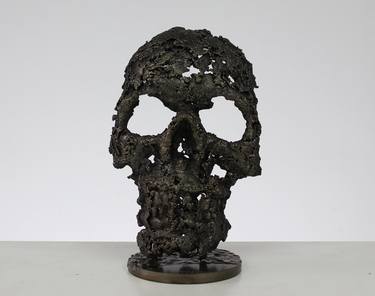 skull - sculpture metal vanity skull artwork steel lace - Buil thumb