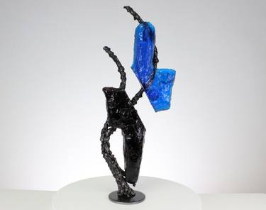 Idol CLXVI - Metal sculpture molten glass and steel thumb