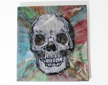 Vanity painting - skull Wall Sculpture steel painting and inks thumb