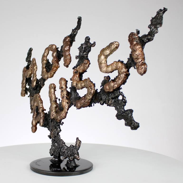 Original Abstract Calligraphy Sculpture by Philippe Buil