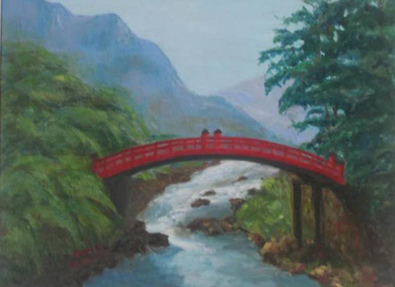 Japanese Bridge Painting by Sharon Cheney Saatchi Art