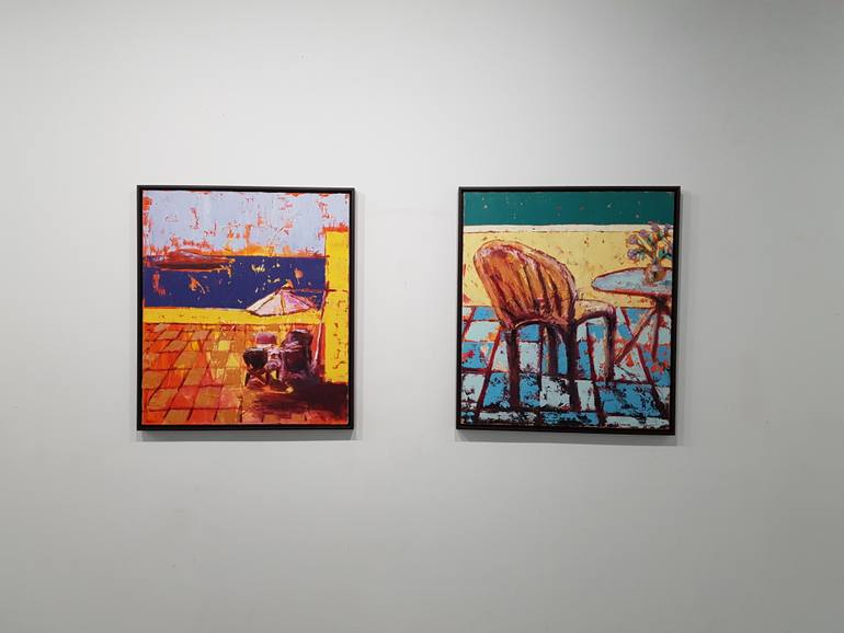 Original Abstract Expressionism Beach Painting by Anteo Gremi