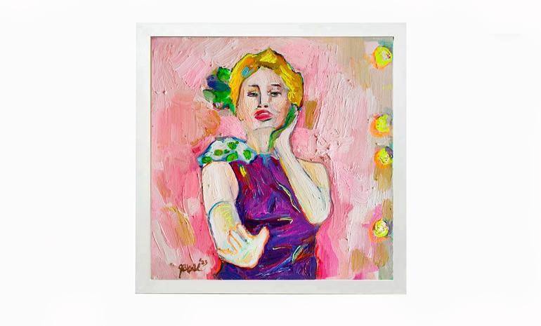 Original Art Deco Love Painting by Goknil Gumus Sungurtekin