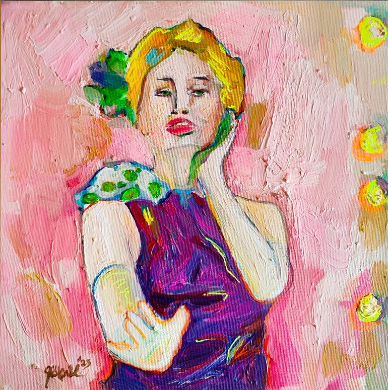 Original Art Deco Love Painting by Goknil Gumus Sungurtekin