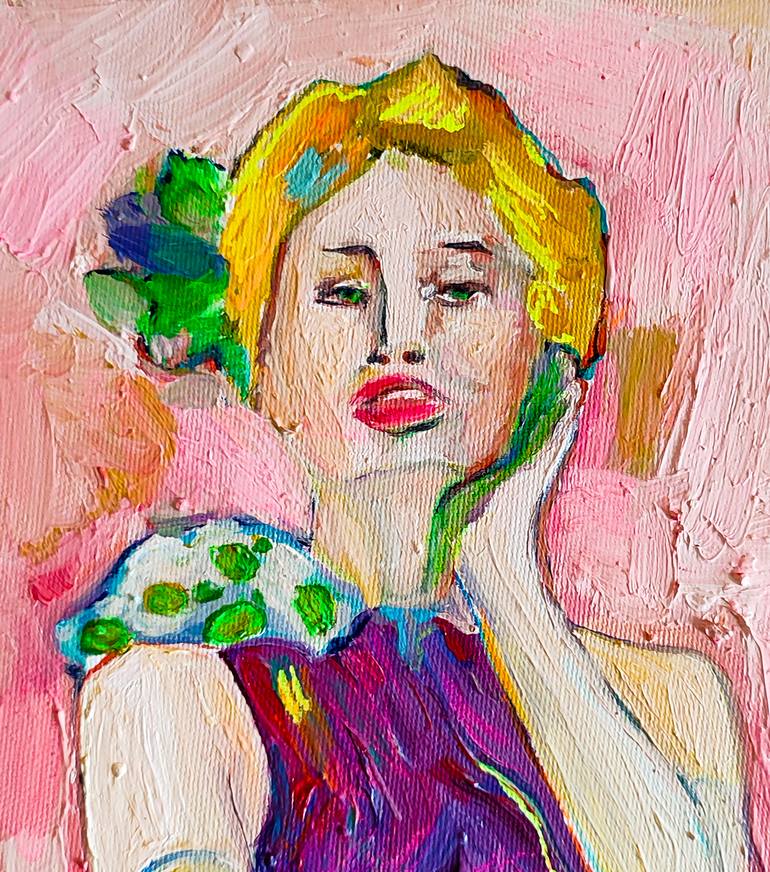Original Art Deco Love Painting by Goknil Gumus Sungurtekin