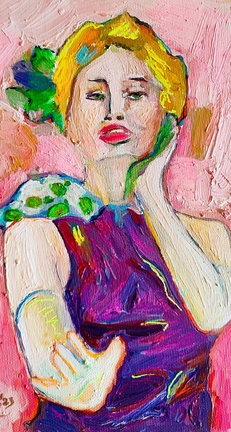 Original Art Deco Love Painting by Goknil Gumus Sungurtekin