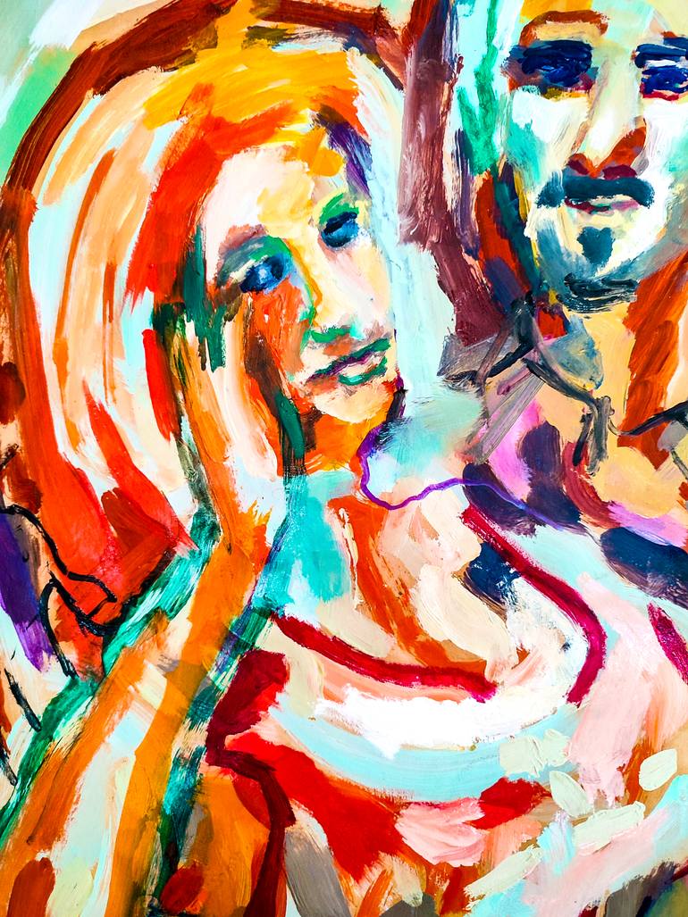 Original Abstract Expressionism People Painting by Göknil Gümüş Sungurtekin