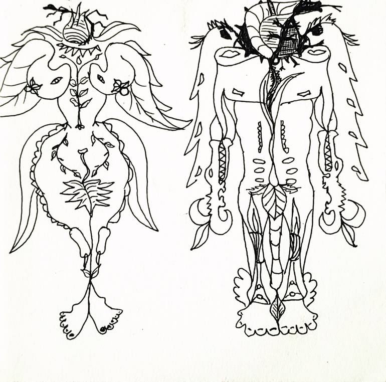 Original Conceptual Love Drawing by Göknil Gümüş Sungurtekin