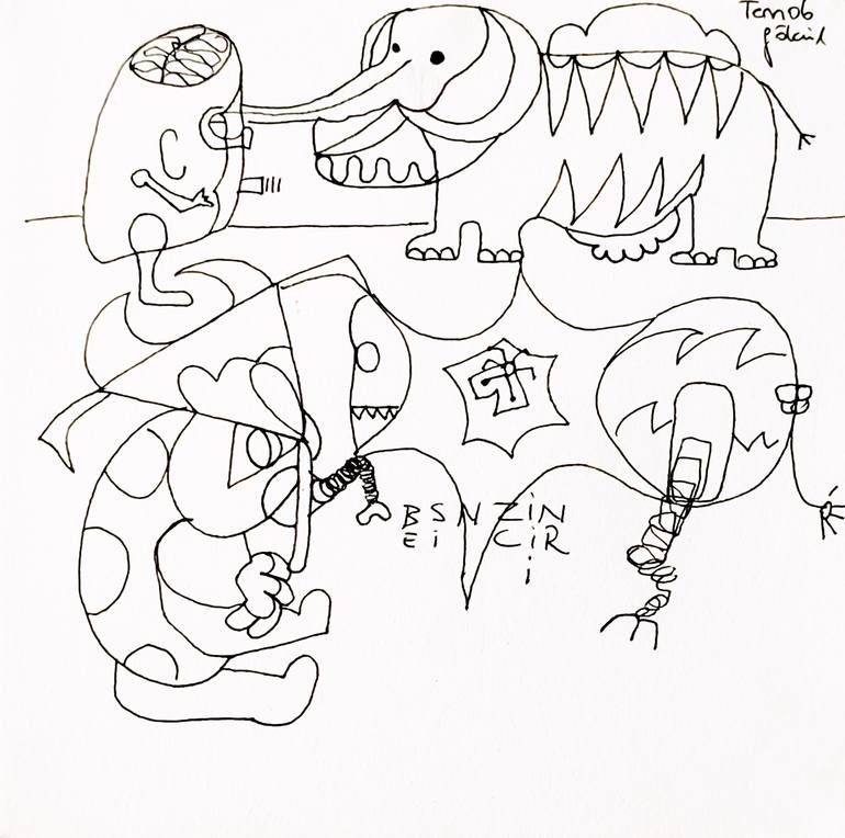 Original Minimalism Animal Drawing by Göknil Gümüş Sungurtekin