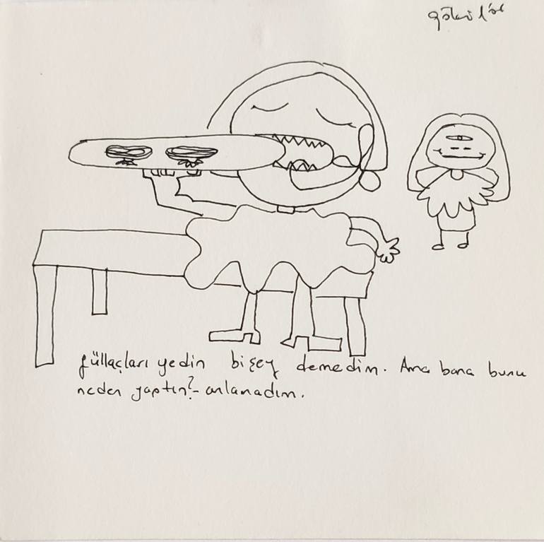 Original Conceptual Humor Drawing by Göknil Gümüş Sungurtekin