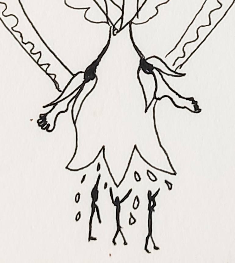 Original Art Deco Nature Drawing by Göknil Gümüş Sungurtekin