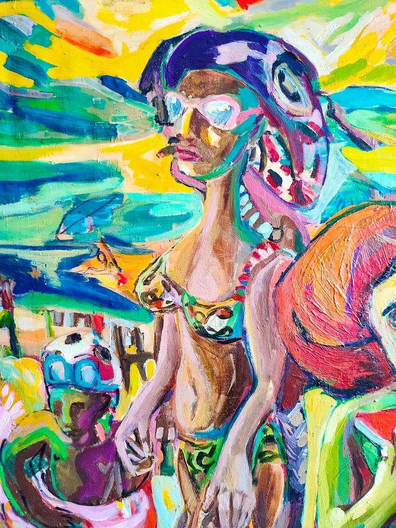 Original Expressionism Beach Painting by Göknil Gümüş Sungurtekin