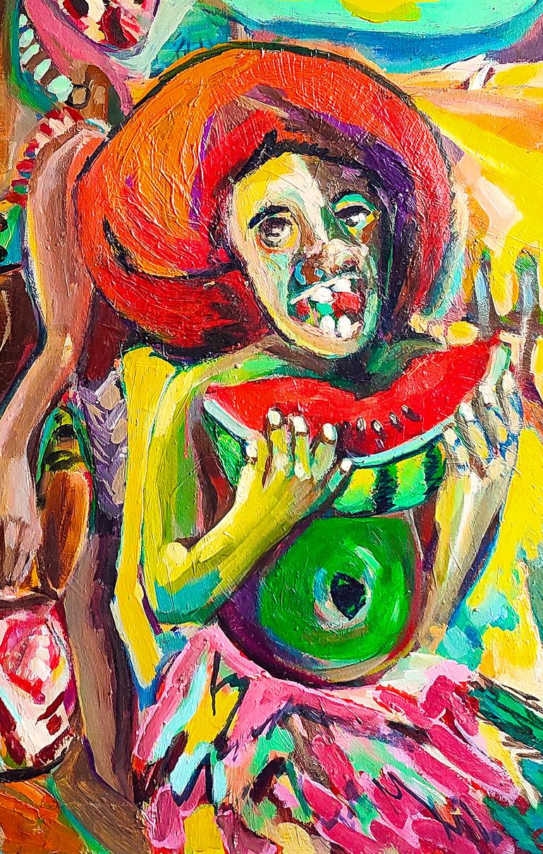 Original Expressionism Beach Painting by Göknil Gümüş Sungurtekin