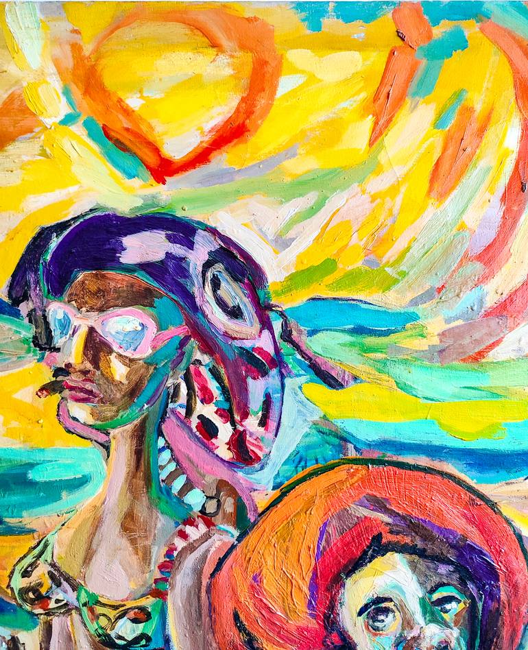 Original Expressionism Beach Painting by Göknil Gümüş Sungurtekin