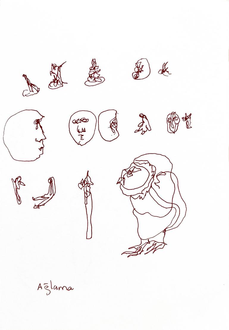 Original Symbolism People Drawing by Göknil Gümüş Sungurtekin