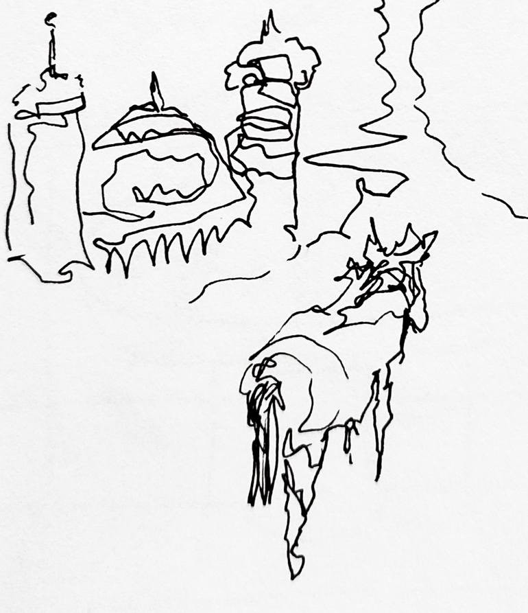 Original Minimalism Travel Drawing by Göknil Gümüş Sungurtekin