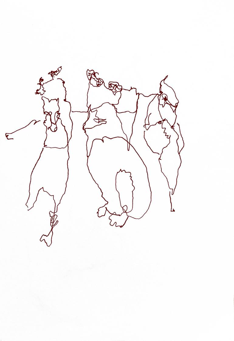Original Expressionism People Drawing by Göknil Gümüş Sungurtekin