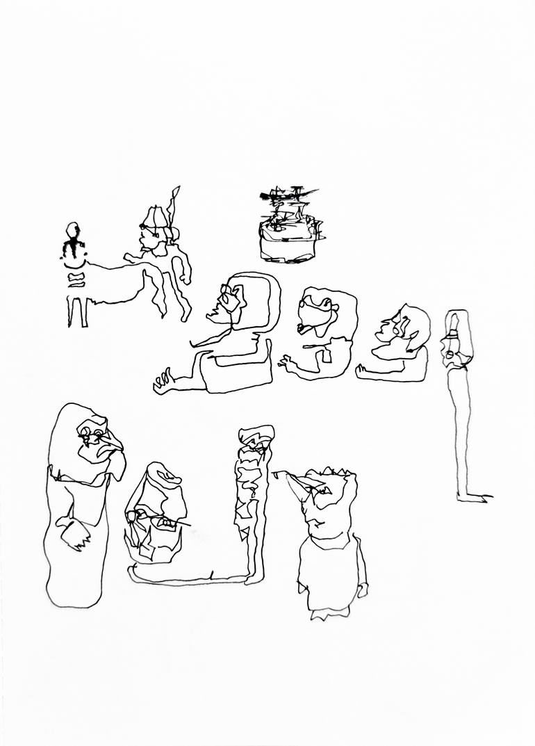 Original Expressionism People Drawing by Göknil Gümüş Sungurtekin