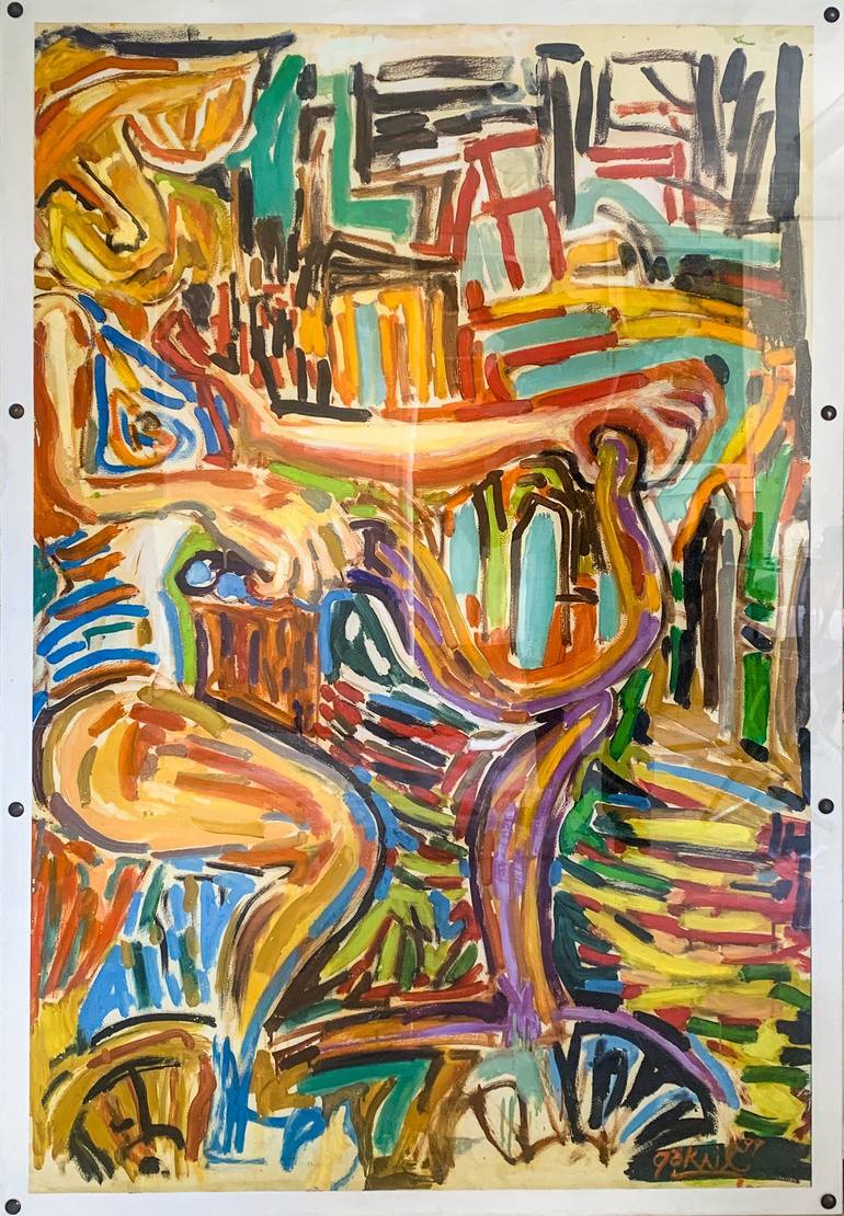 Original Expressionism Garden Painting by Göknil Gümüş Sungurtekin