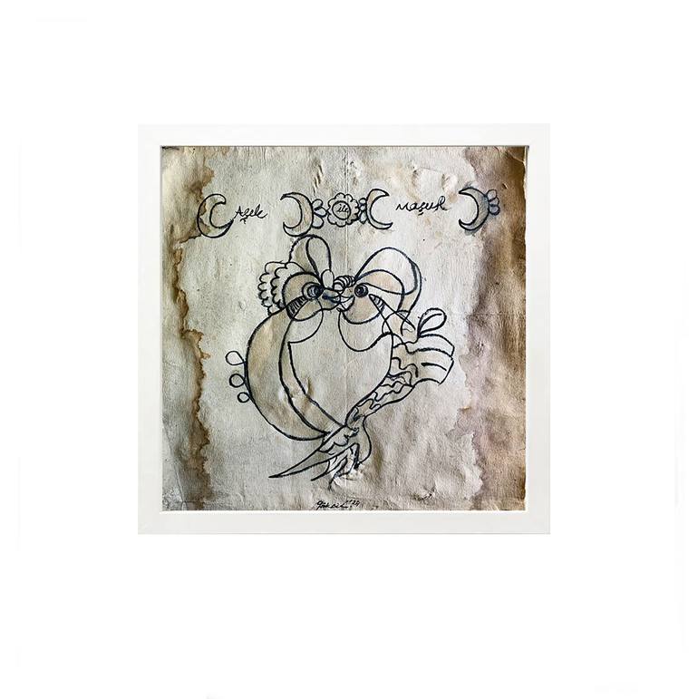 Original Minimalism Love Painting by Goknil Gumus Sungurtekin