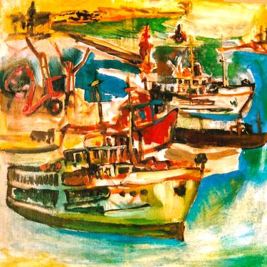 Print of Expressionism Ship Paintings by Göknil Gümüş Sungurtekin