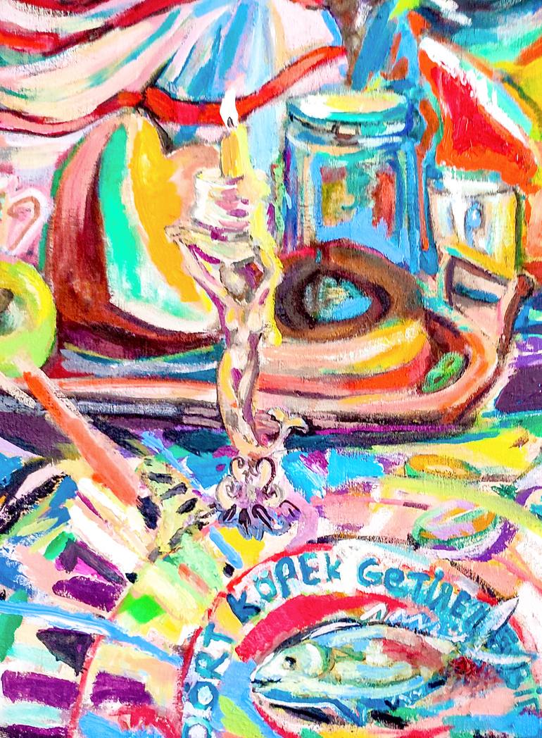 Original Abstract Expressionism Family Painting by Göknil Gümüş Sungurtekin