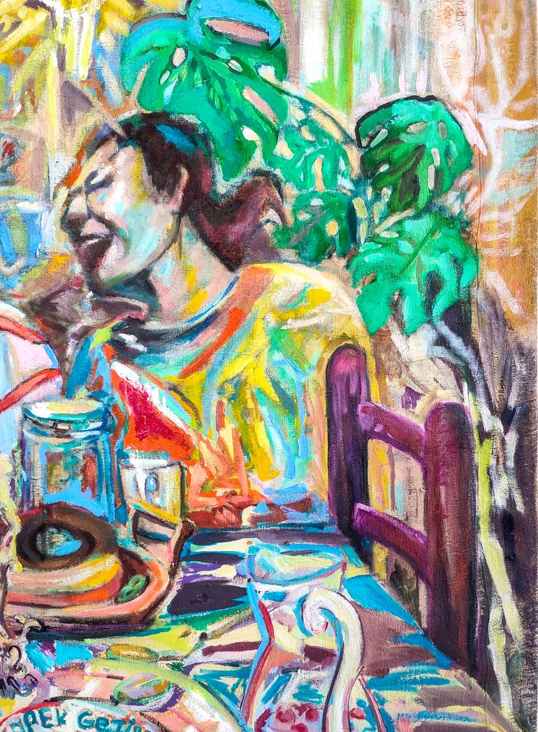 Original Abstract Expressionism Family Painting by Göknil Gümüş Sungurtekin