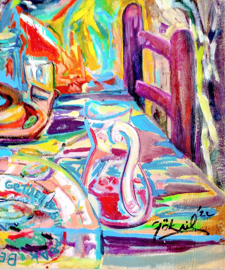 Original Abstract Expressionism Family Painting by Göknil Gümüş Sungurtekin