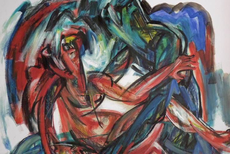 Original Abstract Expressionism Nude Printmaking by K  Fo 