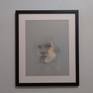 Untitled I is a mixed media work on dura-lar film over pastel paper. It is framed in a simple black frame with white mat, bringing the final dimensions to 18" x 15."
The work has a quality of translucence which suggests thoughts, impressions, and emotions close to the surface. The blurred paint hints at memories, hopes and fears lost or concealed.