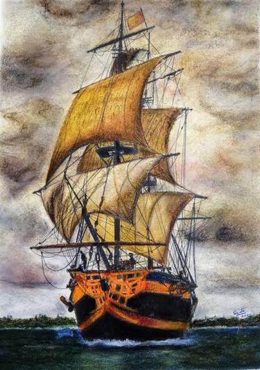 Print of Fine Art Sailboat Paintings by Smita Srivastav