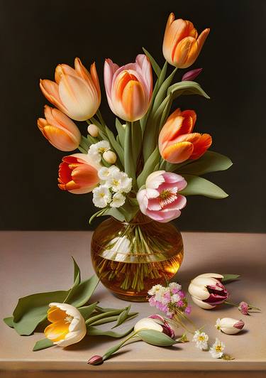 Original Figurative Floral Digital by Artsido Art