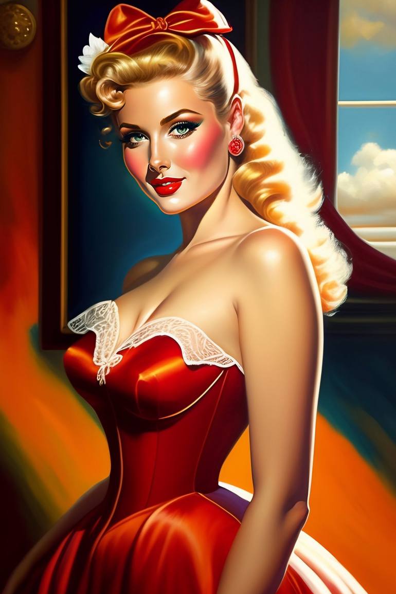 Pin Up Vintage Pinup Girl On Poster Print (24 x 36) 